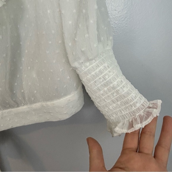 MWT Maje Plumeti Cropped White Wrap Ruffle V-neck Wrap Blouse Size 2 NEW - Picture 12 of 15